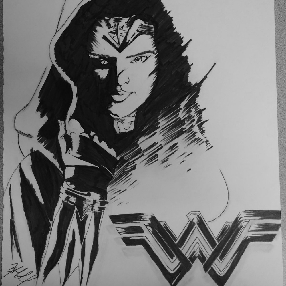 Wonder Woman Ink Drawing